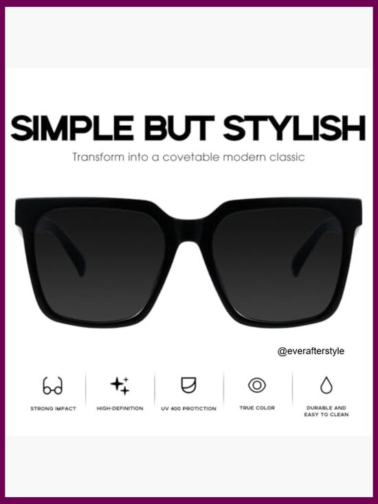 Oversized Square Sunglasses with UV 400 Protection, Retro Style main image 6